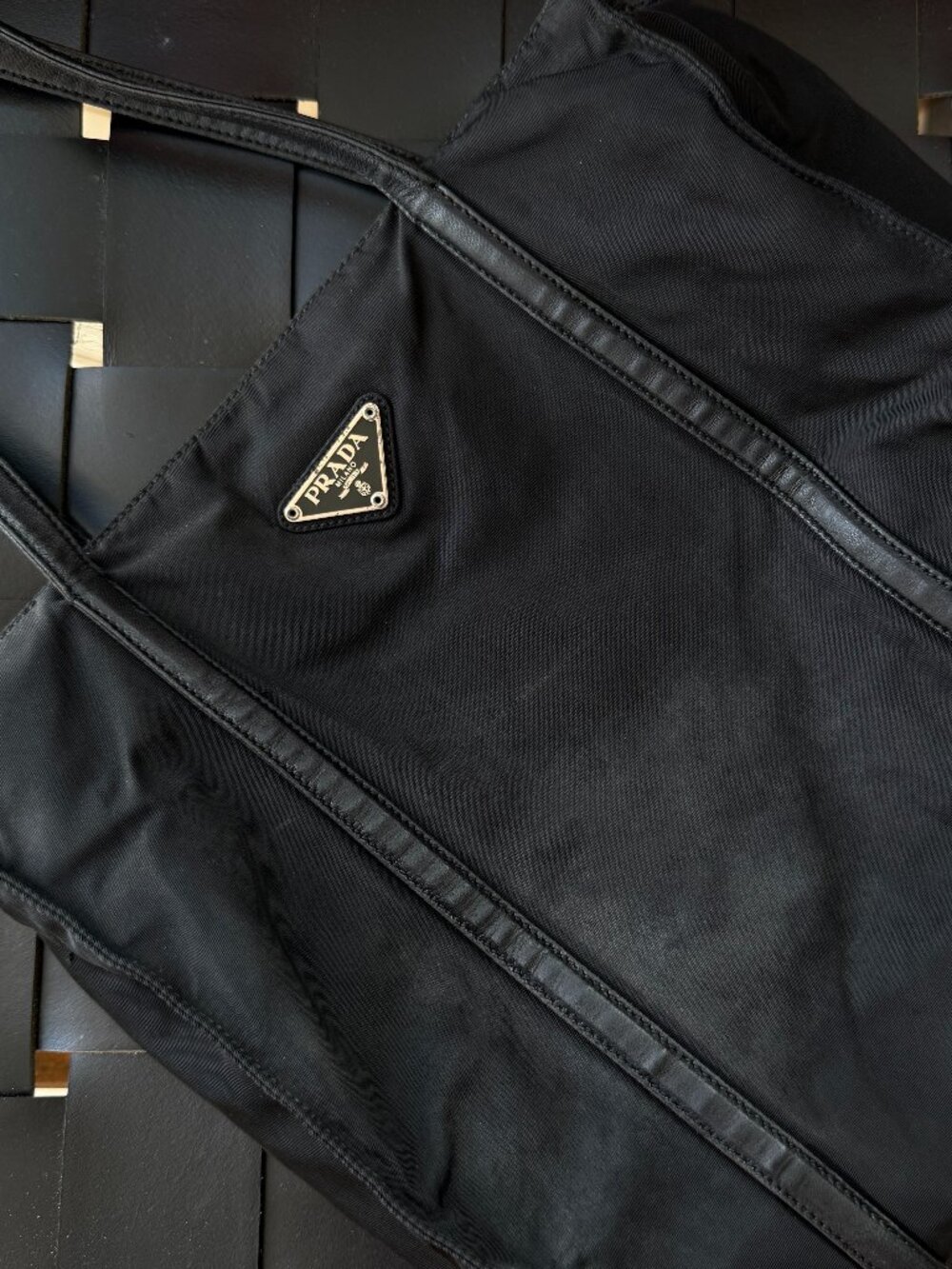 Vintage Prada Black Nylon Tote Bag | Y2K